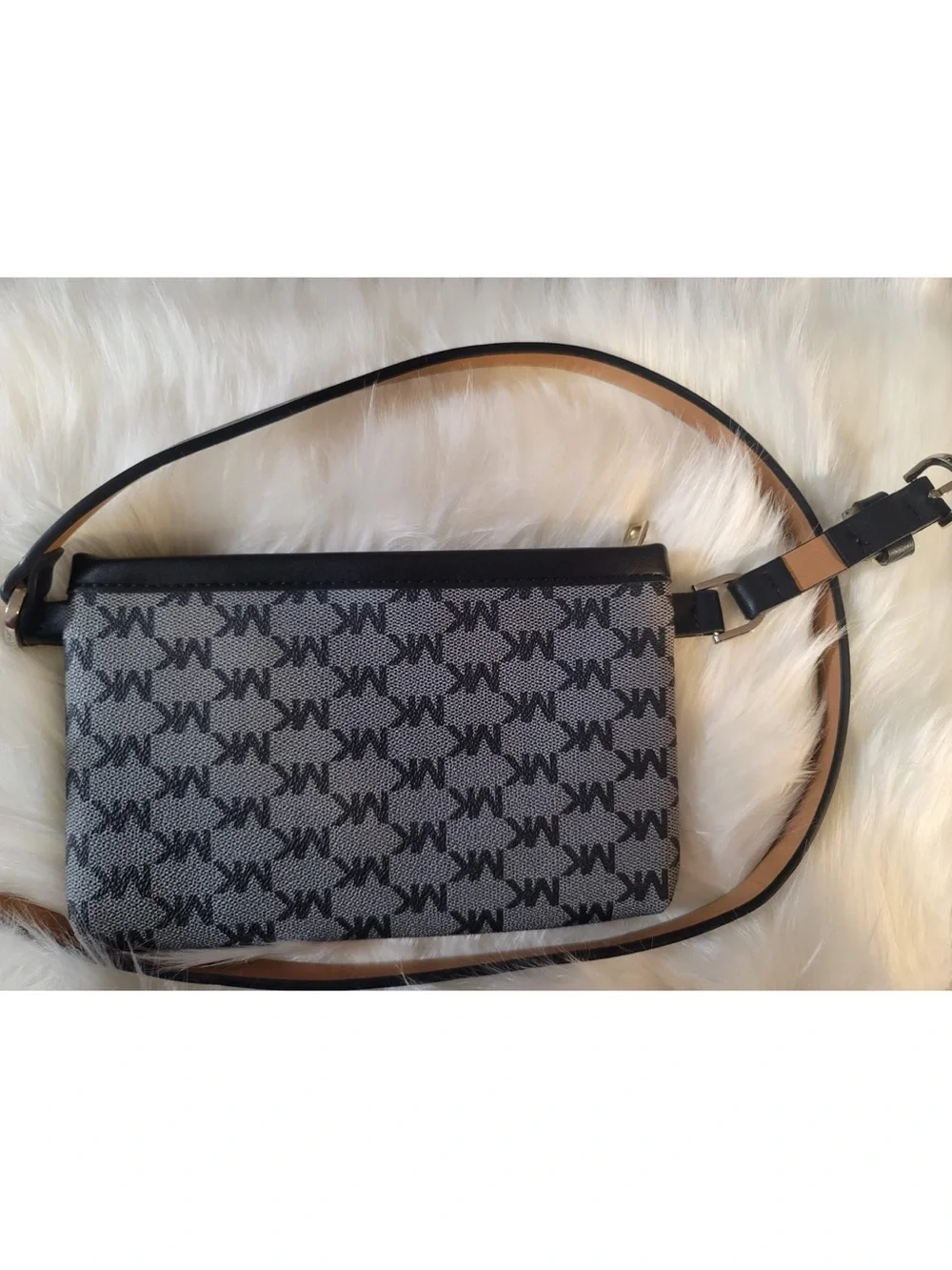 Michael Kors Gray & Black MK Logo Belt Bag